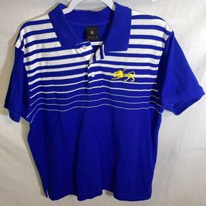 Kani Gold Polo Shirt Men’s Size XL Blue Striped Short Sleeve Button Collar
